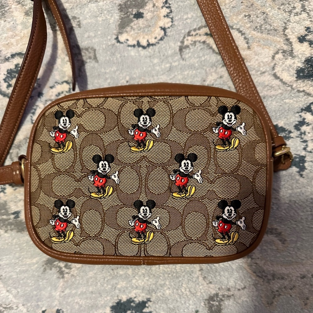 Disney x Coach Mini Jamie Camera bag in signature with Mickey Mouse print